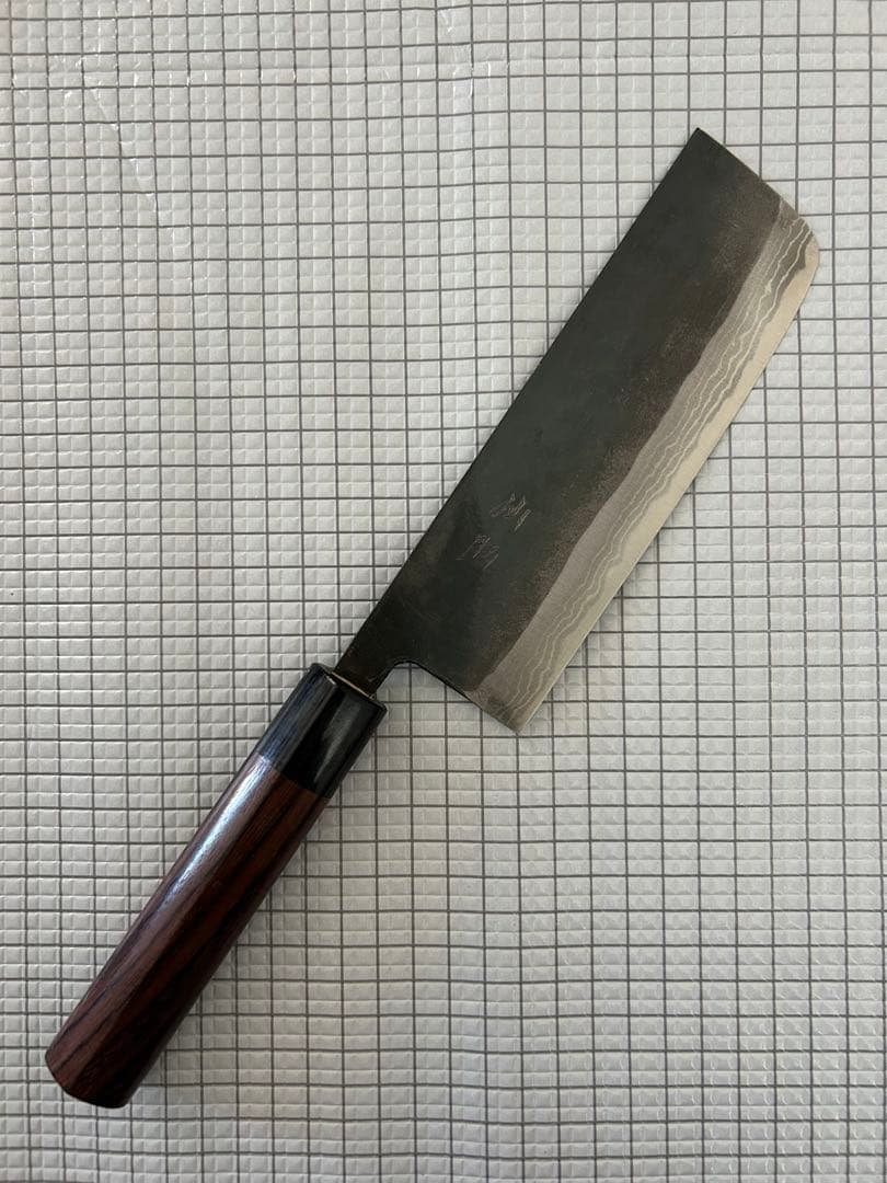 仙助 包丁 菜切 菜切包丁 165mm 安来鋼青紙２号 紫檀シノギ柄 ②