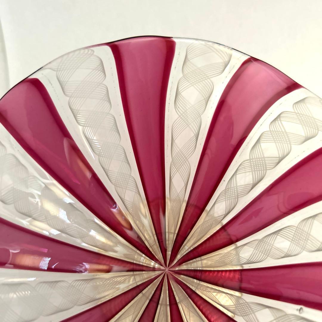 ヴェネチアングラス　レースガラス　コンポート　高台付き