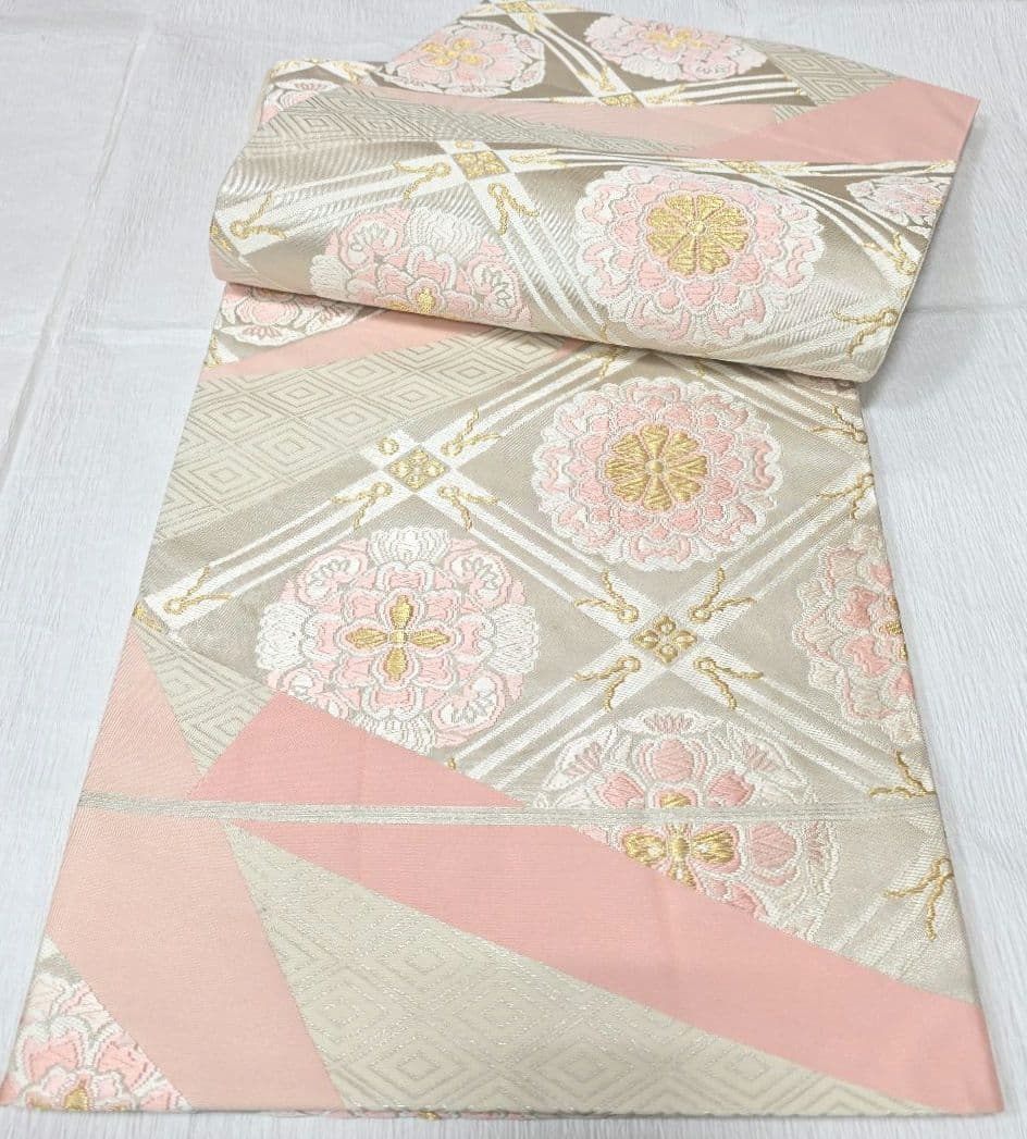 オフホワイト菊梅訪問着と袋帯・帯揚げ帯締めの4点フルセット