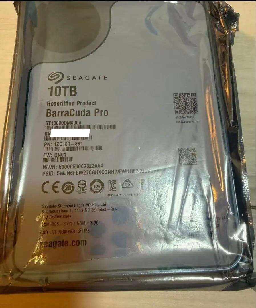 メーカー：Seagate ・型番：ST10000DM0004 ・容量：10TB
