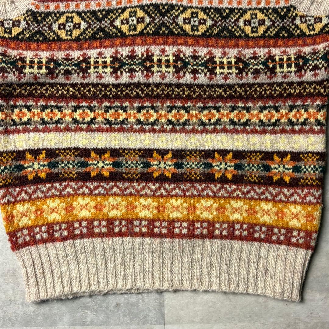 Jamieson's スコットランド製 フェアアイル柄 ウールニットベスト