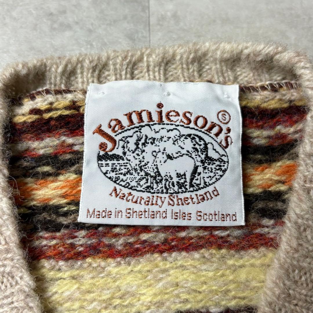 Jamieson's スコットランド製 フェアアイル柄 ウールニットベスト