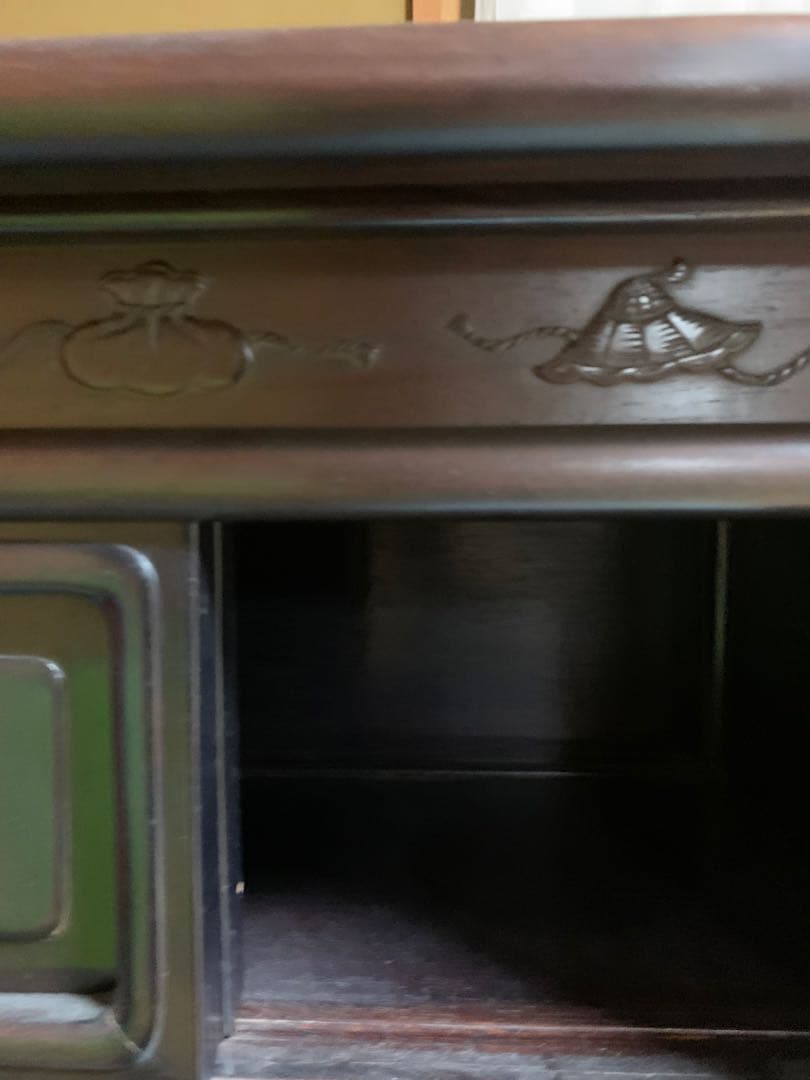 茶箪笥　アンティーク　木製棚 ダークブラウン 引き出し付き