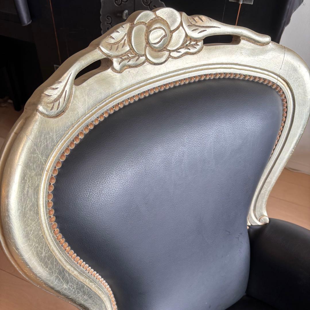 クラシック アームチェア 猫足 1人掛けソファ 本革 イタリア製 ロココ 椅子