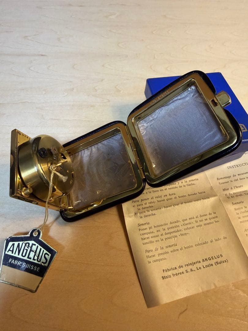 ANGELUS トラベルクロック 置時計 手巻き アラーム付き スイス製稼動品