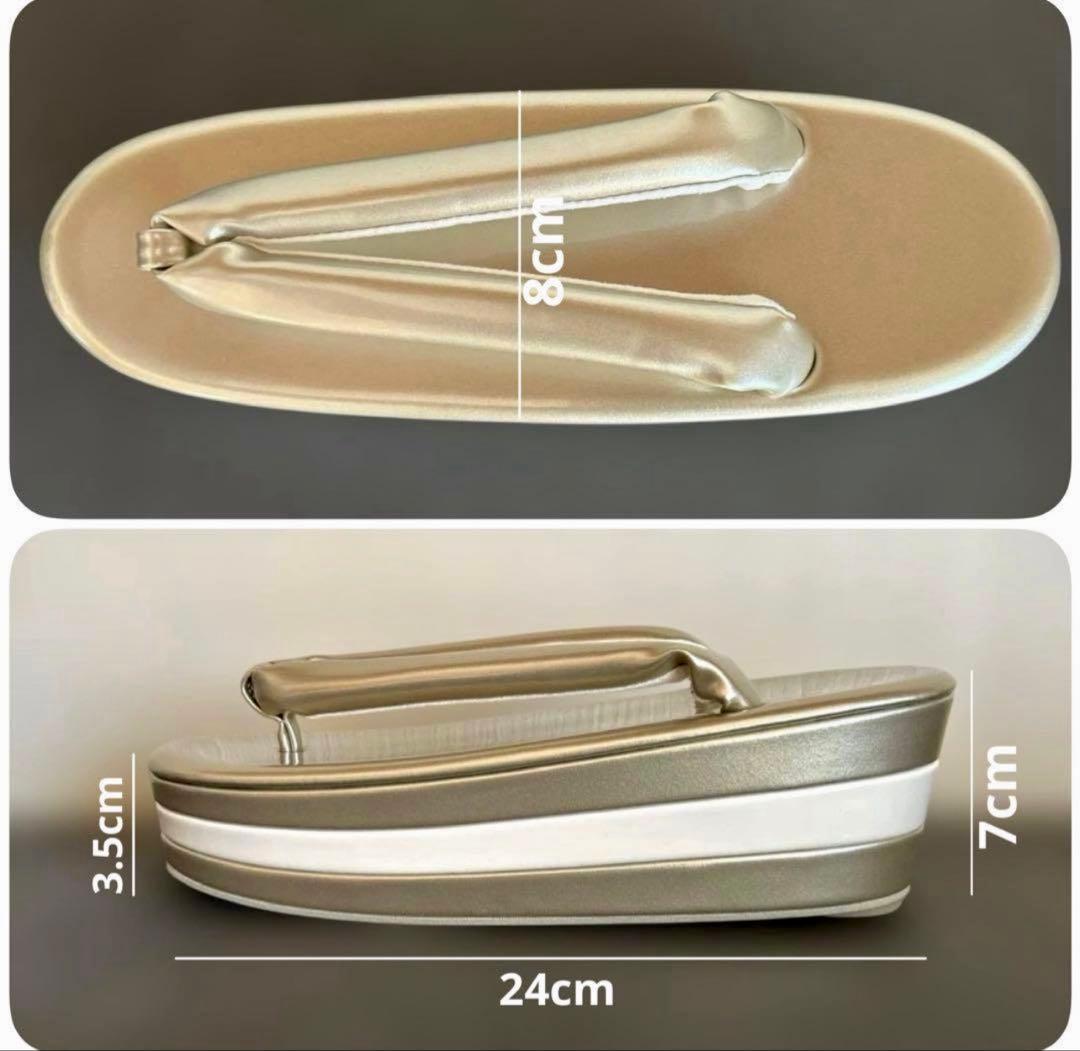 エナメル厚底草履バッグセット／シャンパンゴールド×ホワイト
