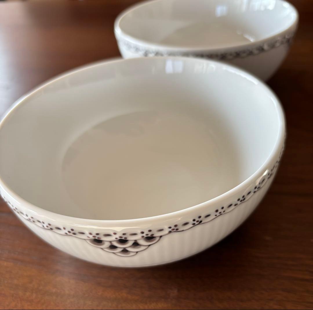 ロイヤルコペンハーゲン ブラック レース ボウル15cm2個セット