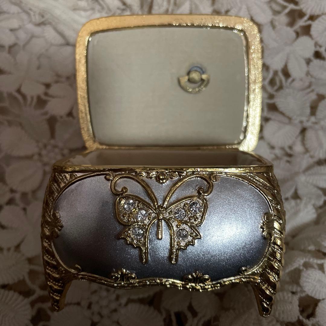 オルゴール堂　シルバー　エーデルワイス　蝶々