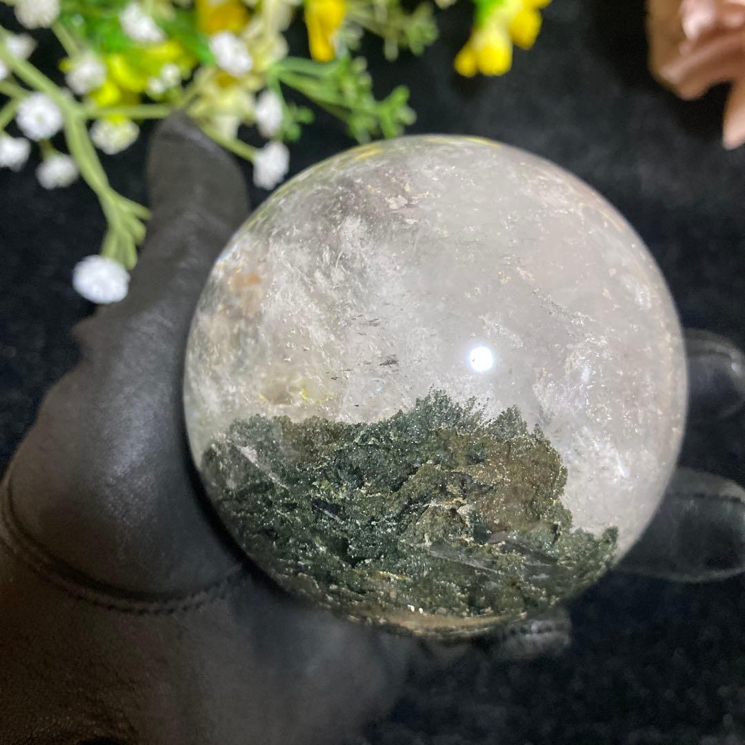 グリーンガーデンクォーツ スフィア 虹入り