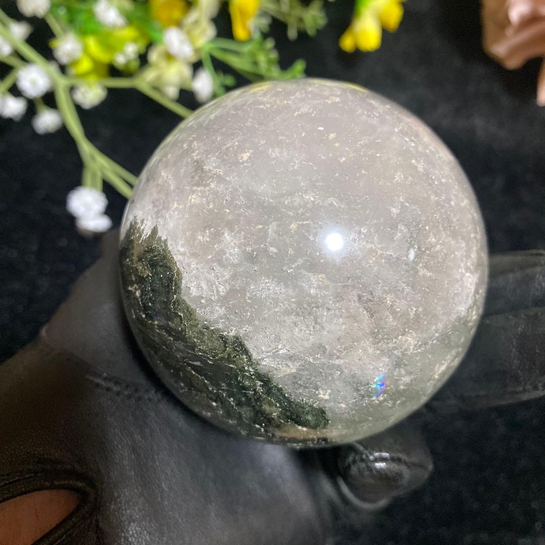 グリーンガーデンクォーツ スフィア 虹入り