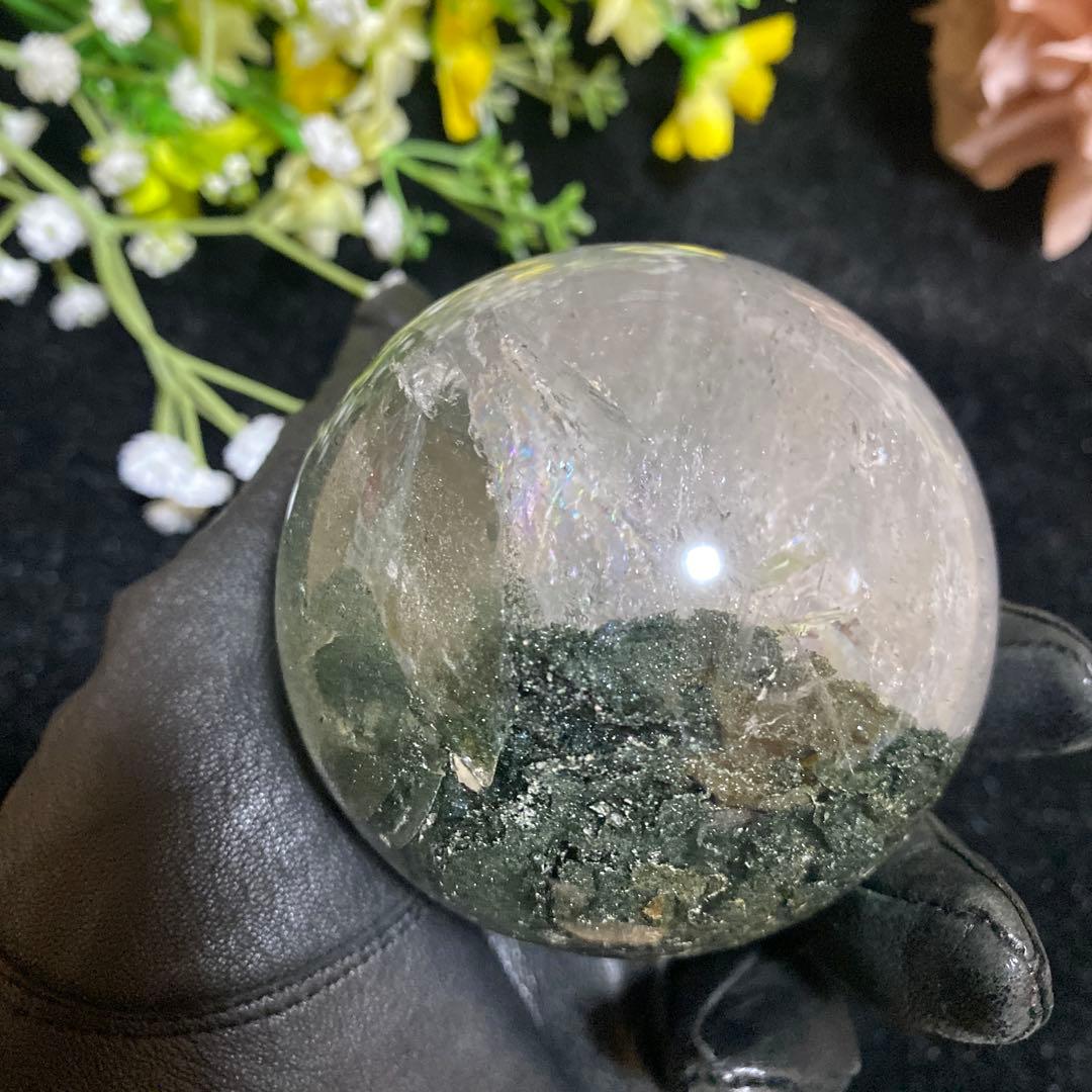 グリーンガーデンクォーツ スフィア 虹入り