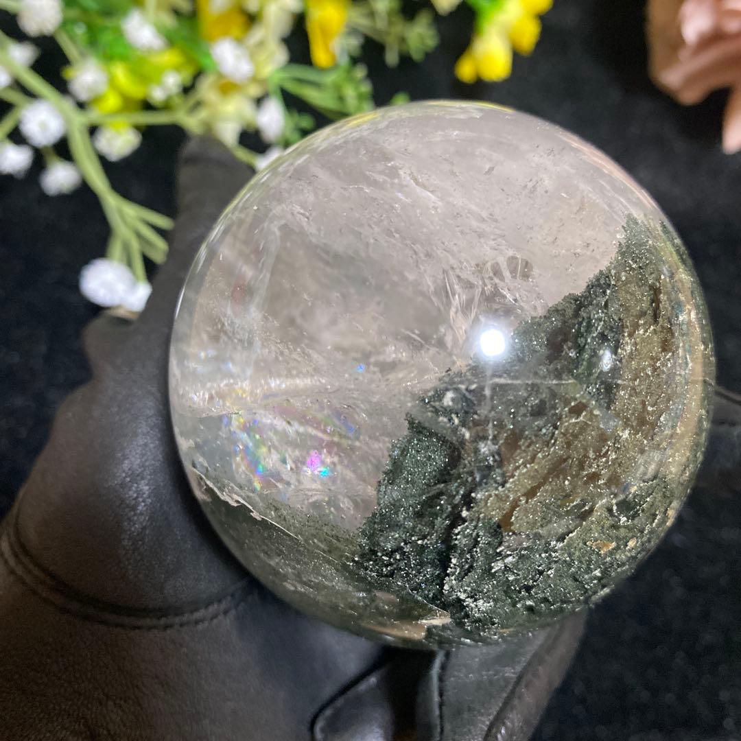 グリーンガーデンクォーツ スフィア 虹入り