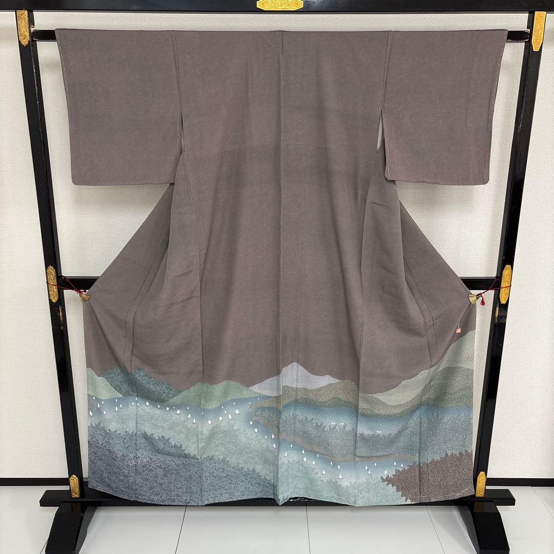 l*o様 作家物 江戸小紋 鮫小紋 紋無し 船 唐草 付下げ 正絹 AK-495