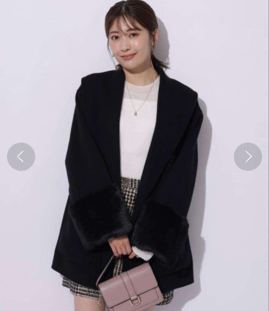 アプワイザーリッシェ袖ファーショートリバーコート