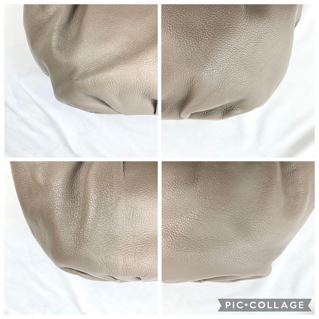 バーバリーブルーレーベル ホーボー ショルダーバッグ グレージュ レザー