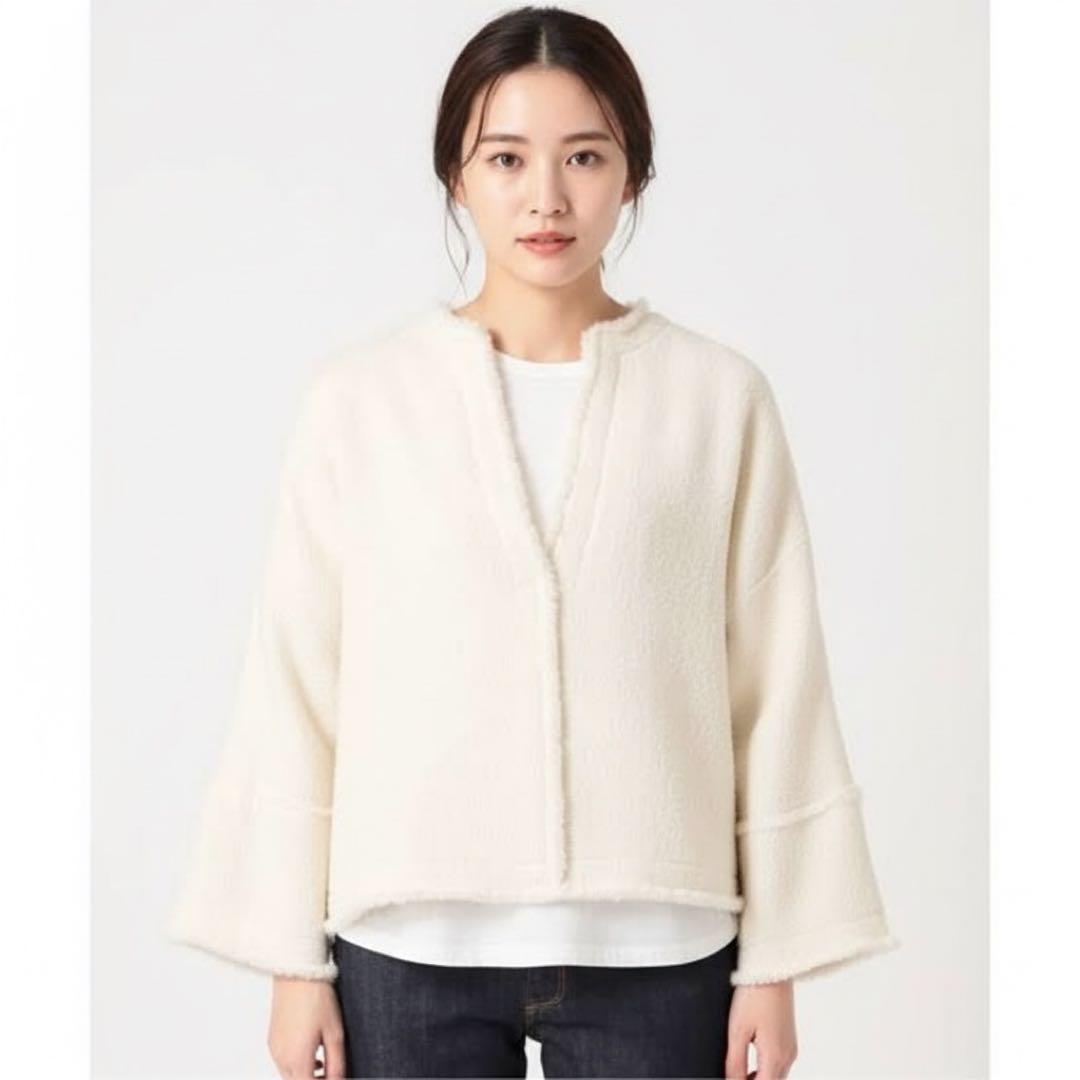 IENA 新品タグ付 定価2.8万円／ツイードボックスプルオーバー アイボリー