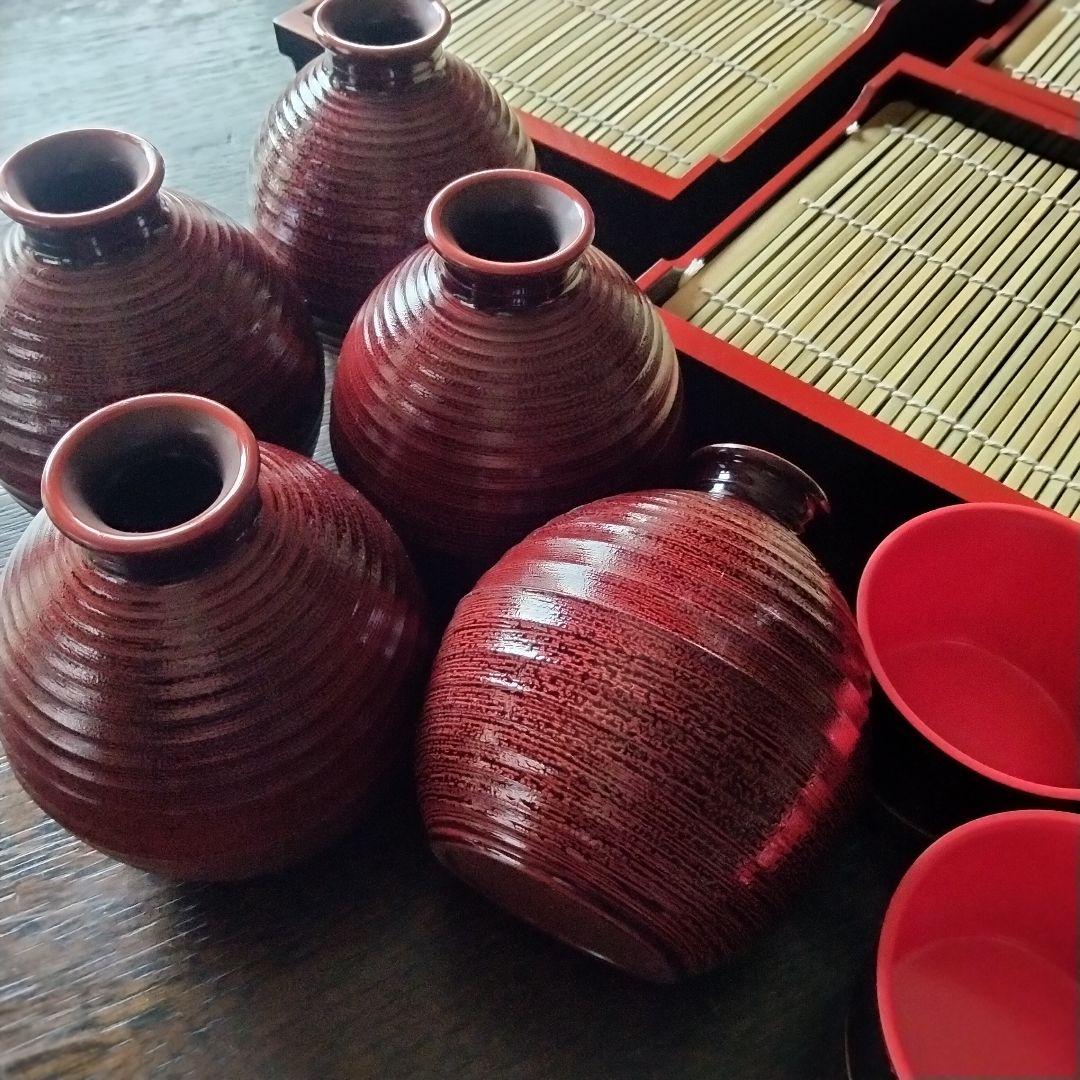 蕎麦せいろ　5客セット　貴舟盛り黒天朱　底なし