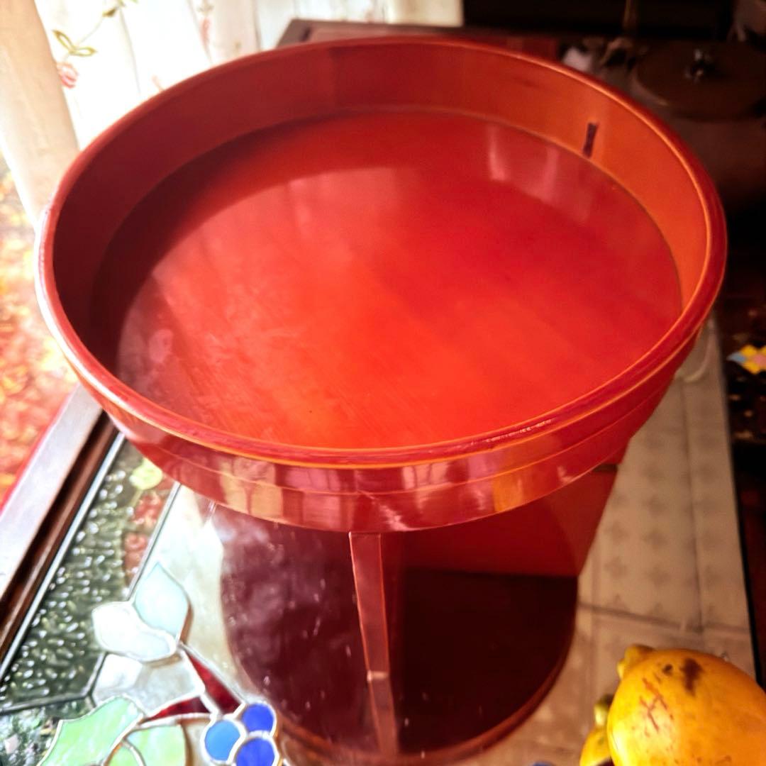 2212様感謝‼️透けるキャラメル色‼️丸形　飛騨春慶塗り　円形三宝　無形文化財