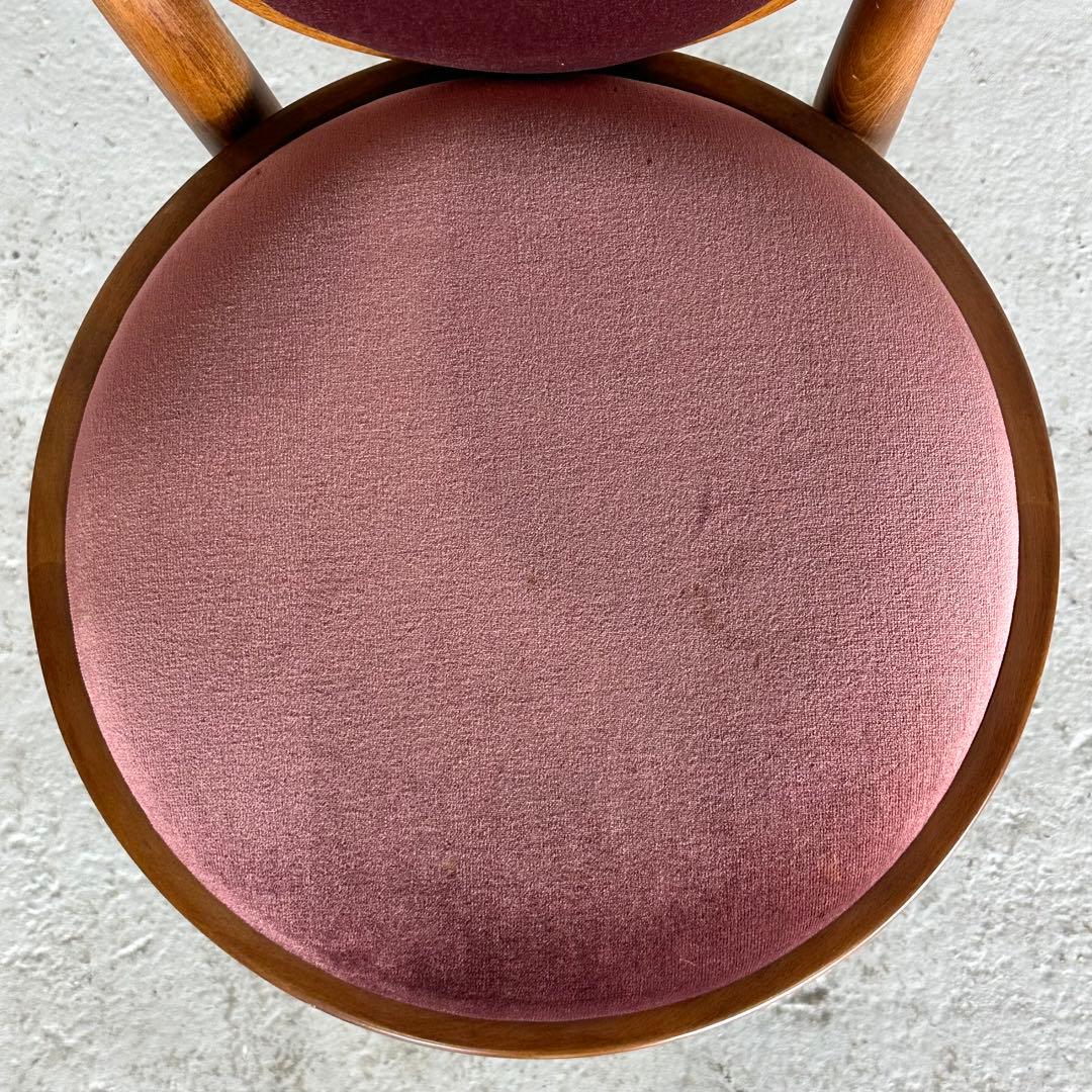 ✦70s★ 昭和興業 丸背チェア｜昭和喫茶 レトロ椅子｜ワインレッド ベロア調