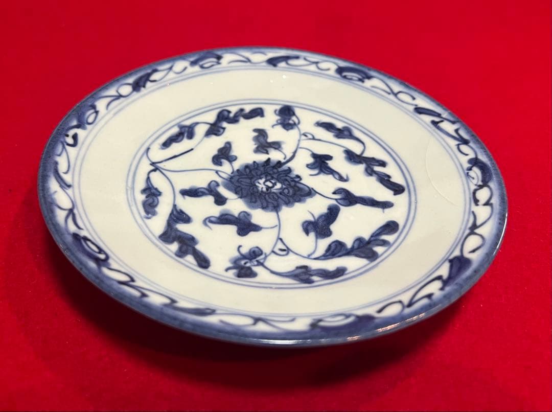 中国美術 古玩 青花 染付 花卉紋樣 飾り皿 皿 大清嘉庆年製