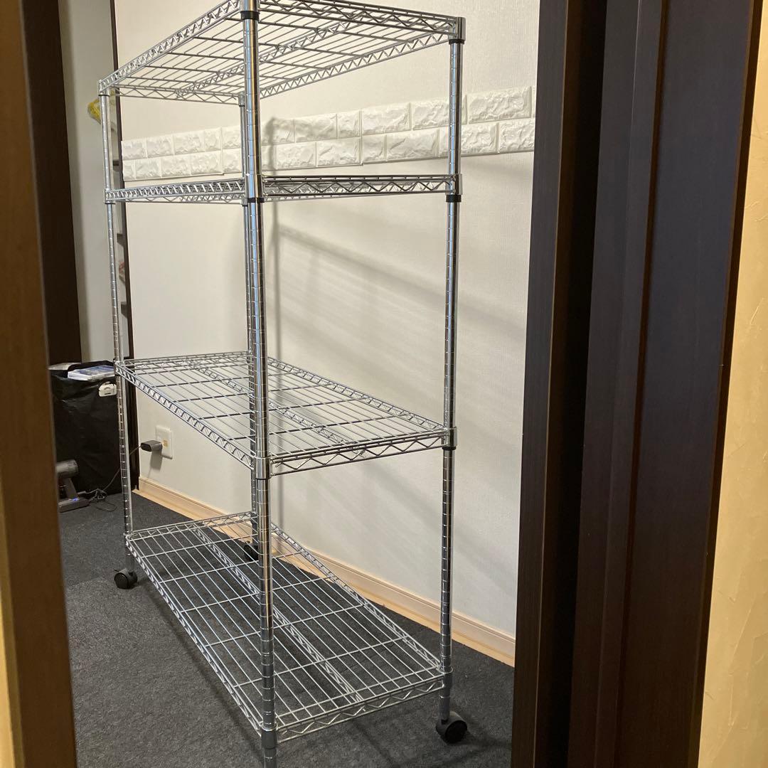 メタルラック キャスター付W120×D46×H155 4段 スチールラック 頑丈