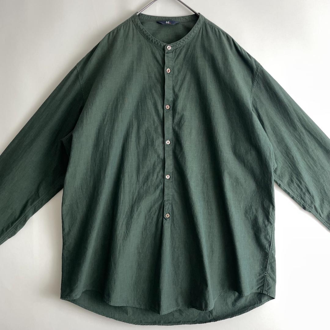 45R (hb) ワイドシャツ 5 ブラウス プルオーバー コットン オリーブ