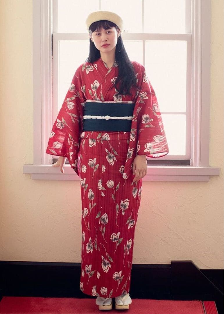 KIMONO by NADESHIKO プレタ浴衣　チューリップ　赤
