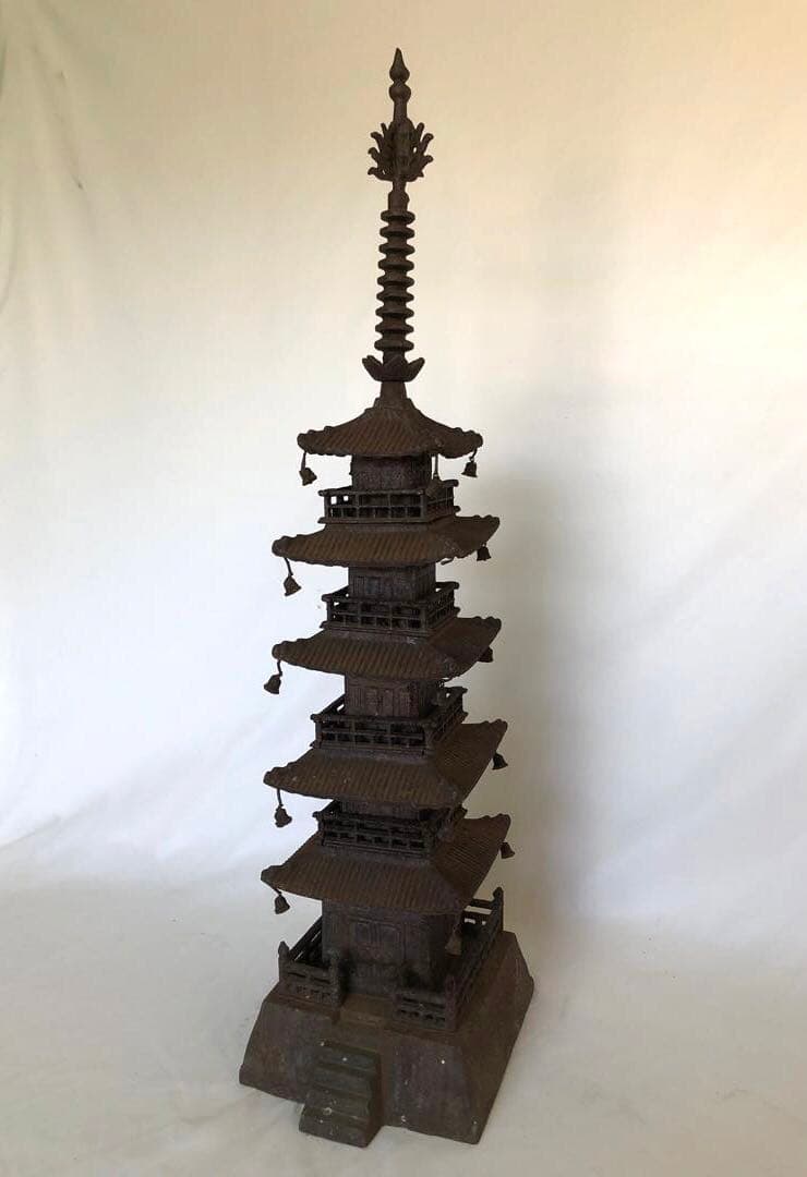 錆あり 昭和レトロ 五重の塔 置物 鉄製 ヴィンテージ アンティーク