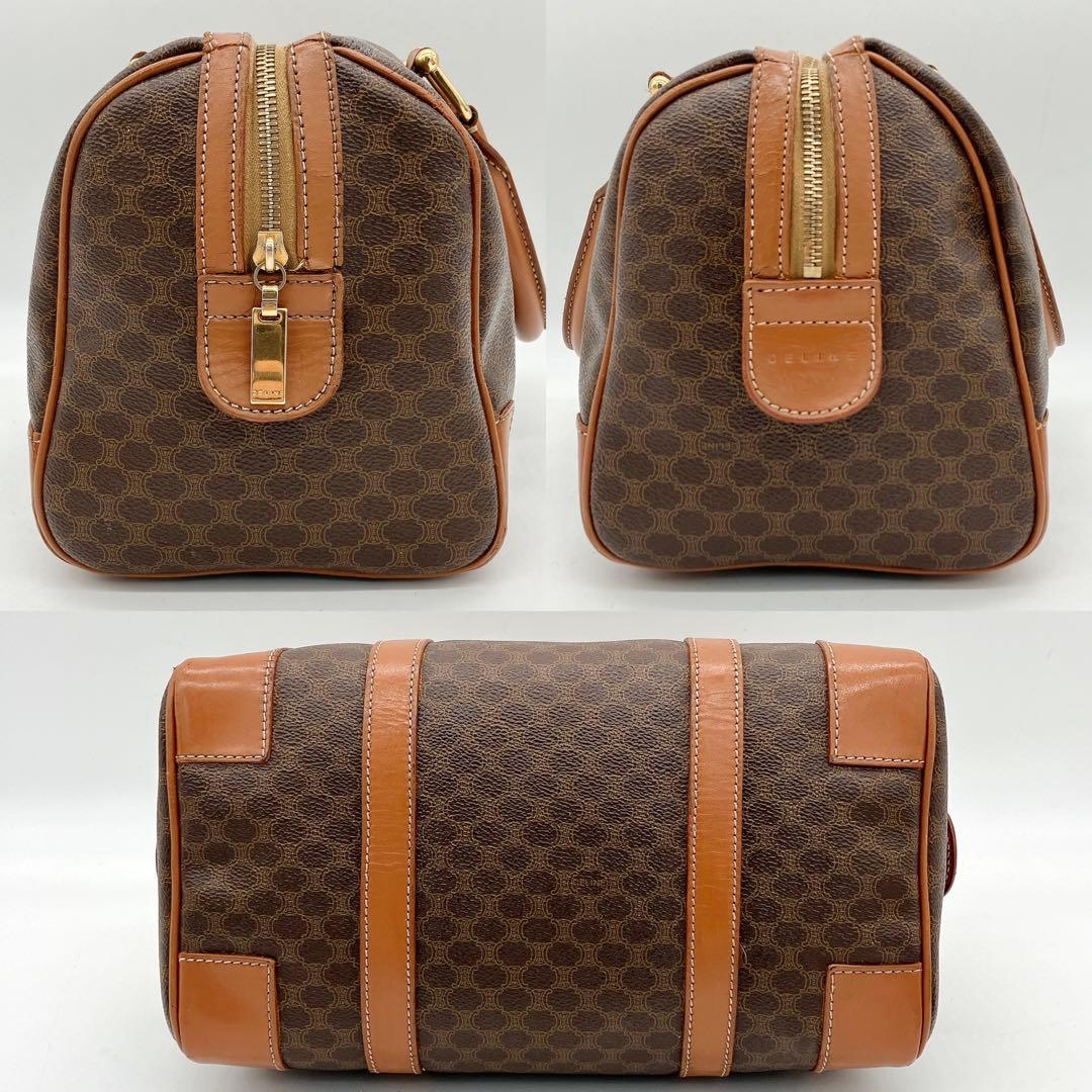 【CELINE】ミニボストンバッグ　ハンドバッグ　マカダム柄　ゴールド金具