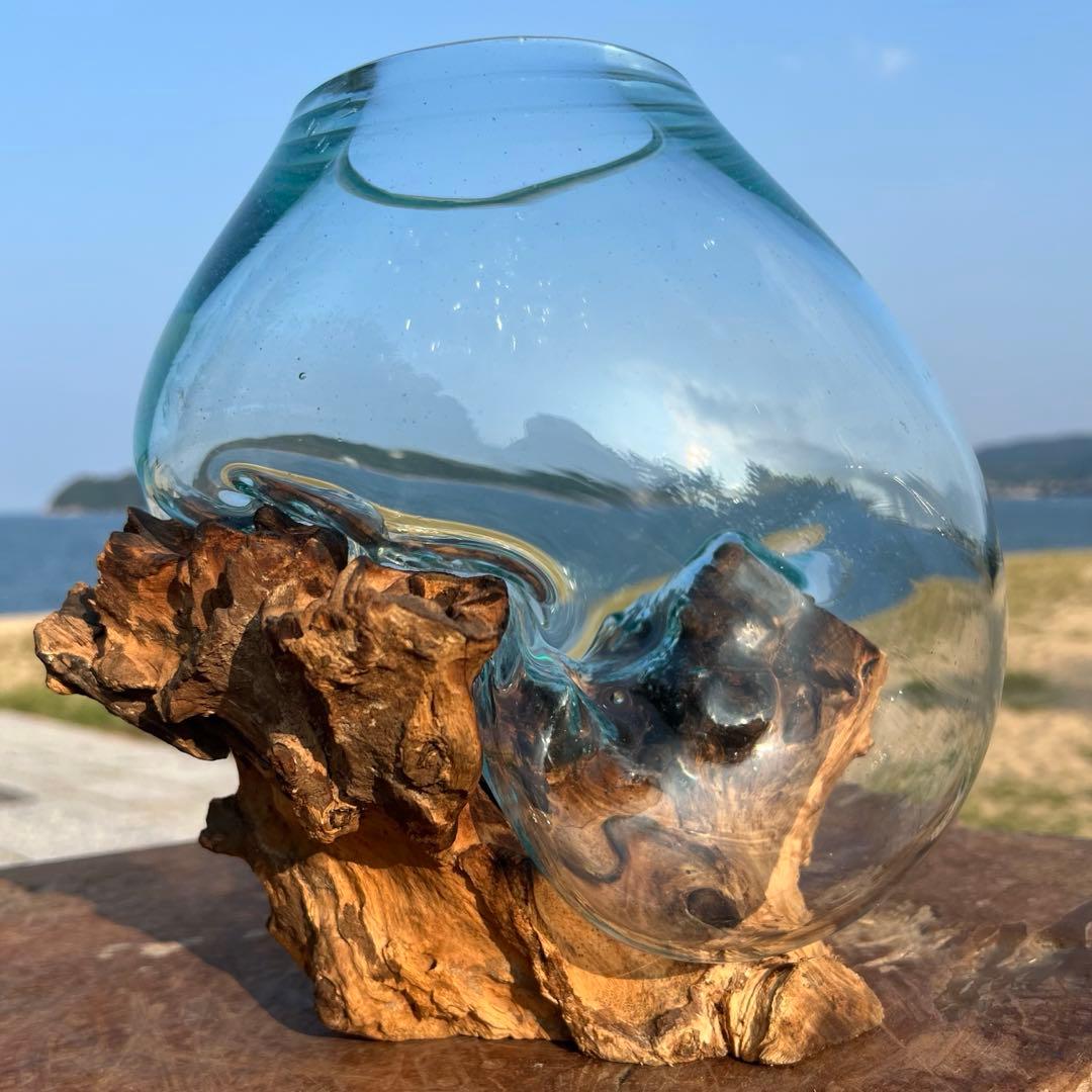流木ガラスオブジェ特大H 花瓶 金魚鉢 テラリウム フラワーポット 水槽 アート