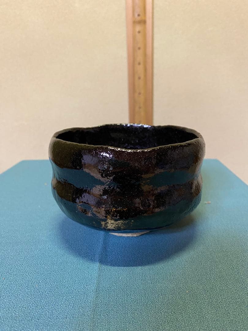 【本日限定】茶道具/黒茶碗　小川長楽 『黒 松声』 鵬雲斎書付 共箱