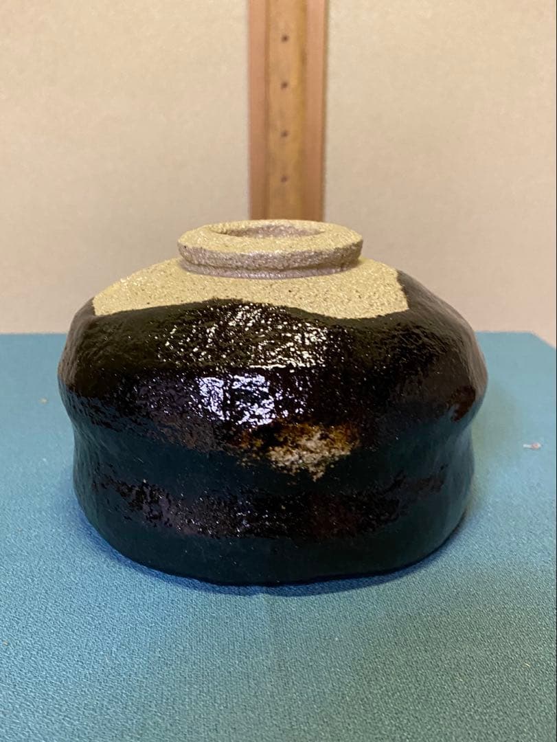 【本日限定】茶道具/黒茶碗　小川長楽 『黒 松声』 鵬雲斎書付 共箱