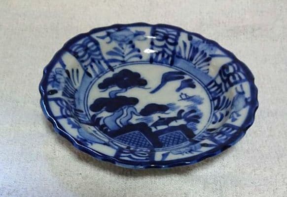 古伊万里染付輪花4寸皿5客A478