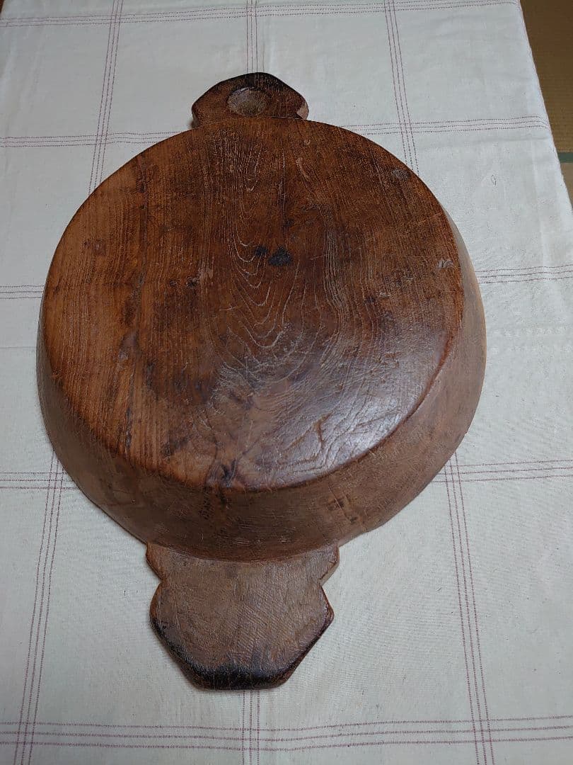 木製 くり抜き　チーク　ボウル　ディスプレイ　インテリア　大鉢