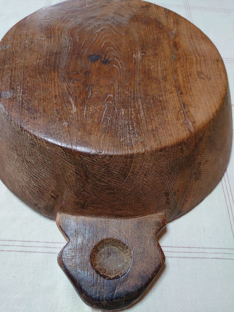 木製 くり抜き　チーク　ボウル　ディスプレイ　インテリア　大鉢