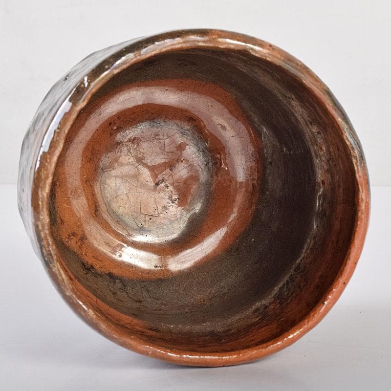 茶道具　京焼　秀楽造　赤楽筒茶碗　共箱　V　R8030