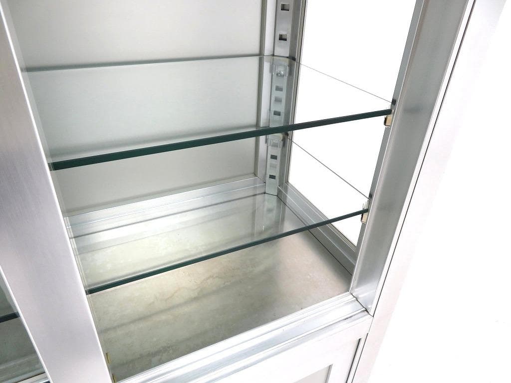 美品　ユヤマ　アルミ　ガラス　ケビント　ドクターキャビネット　飾り棚　シェルフ