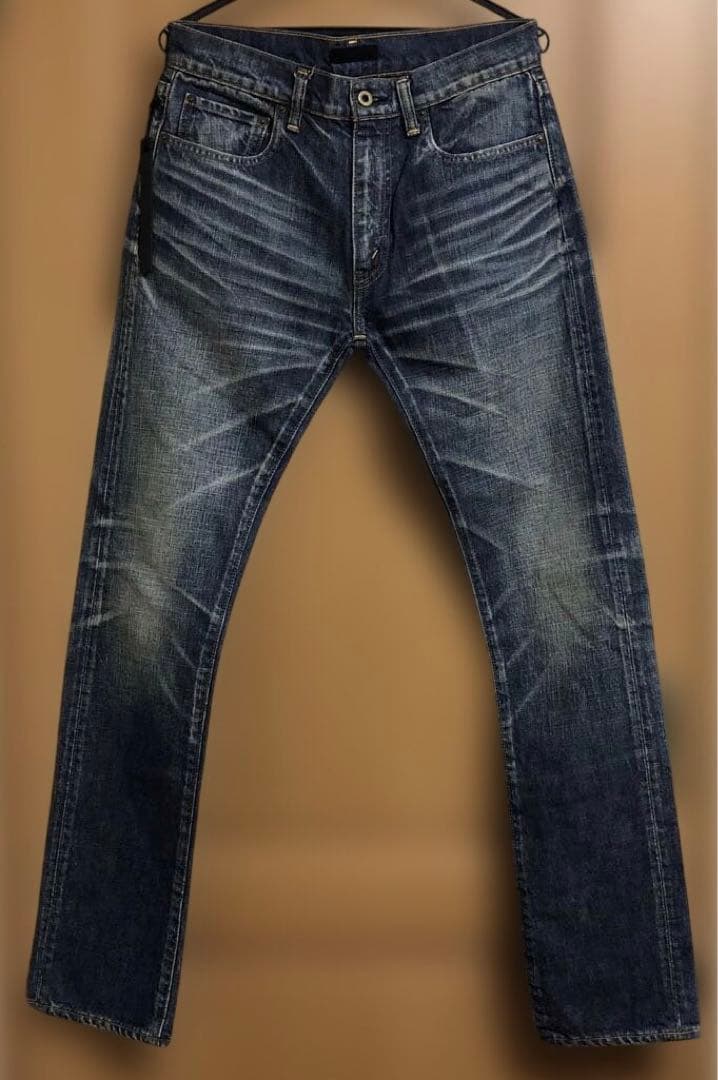 新品未使用　鬼ヒゲ加工　junhashimoto ダークブルー ストレートデニム