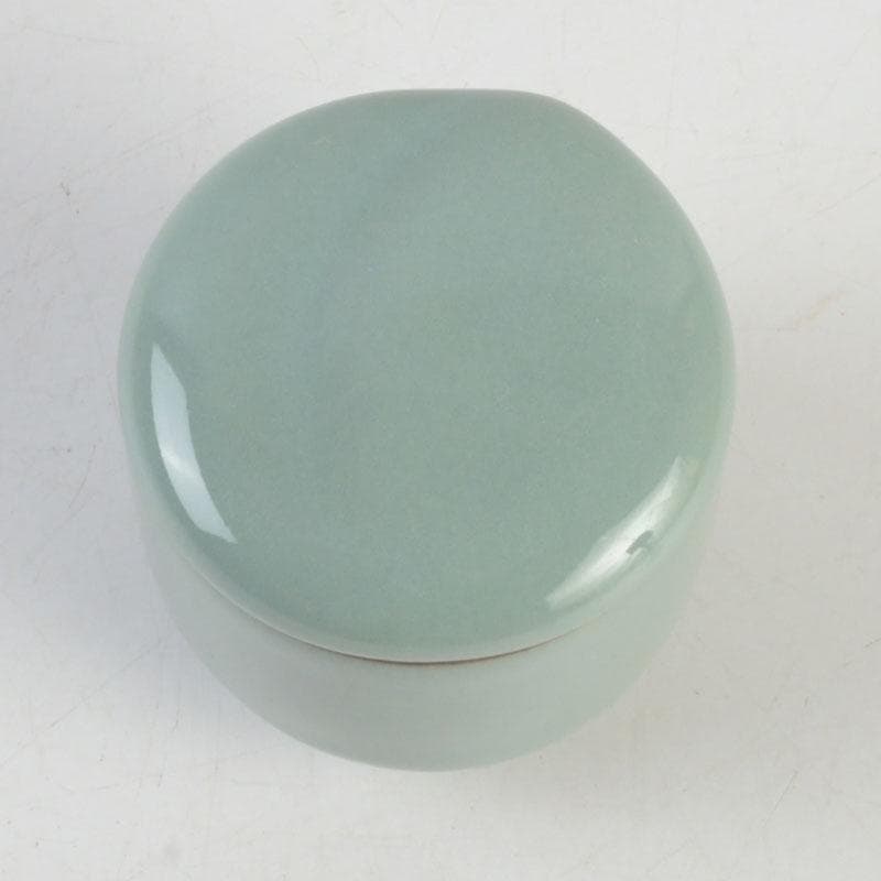 茶道具　諏訪蘇山作　青磁　桃　香合　堀内宗完（兼中斎）極め箱　V　9696