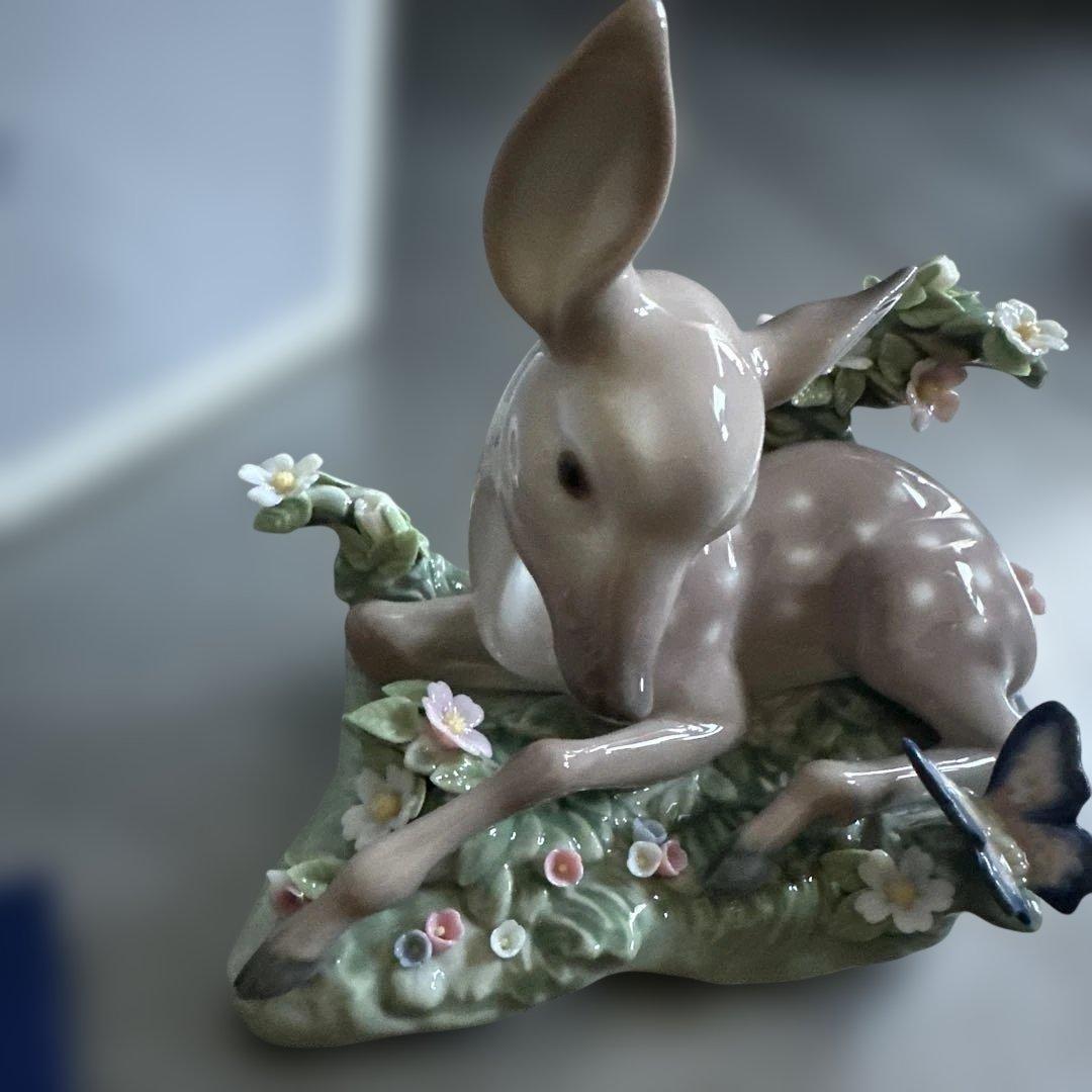 めちゃくちゃかわいい！リヤドロ　バンビ　子鹿と蝶　絶版品