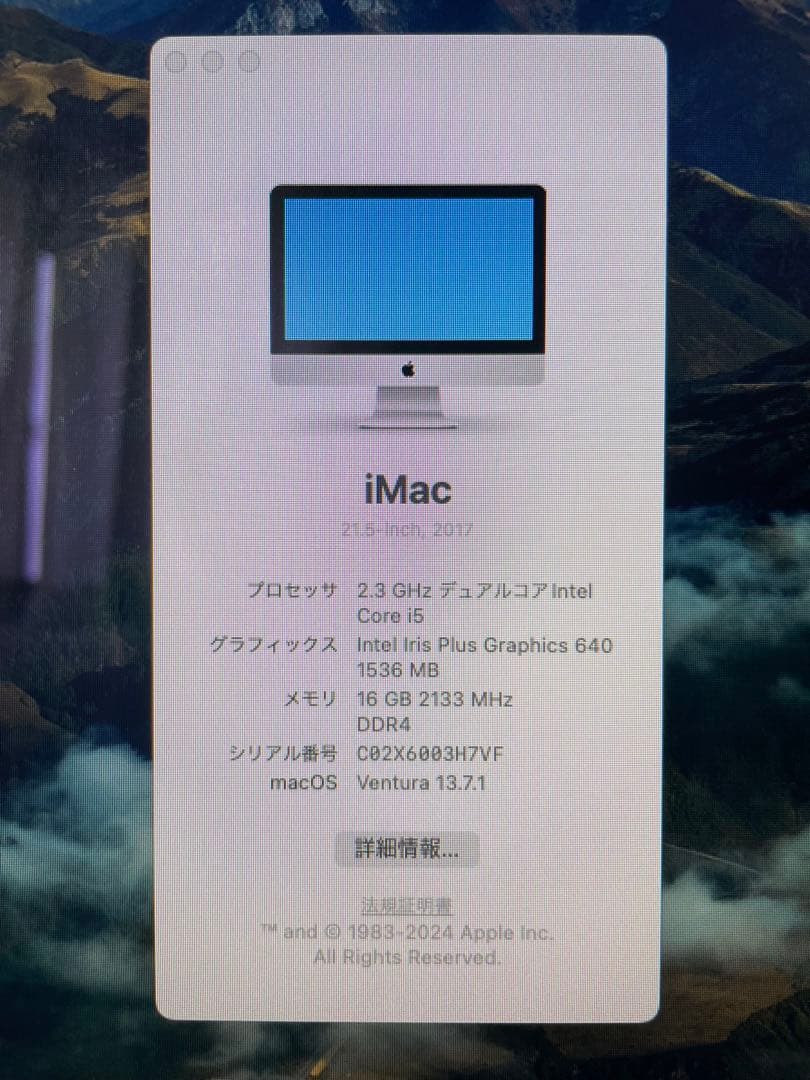 iMac (2017) 21.5インチ 16GB