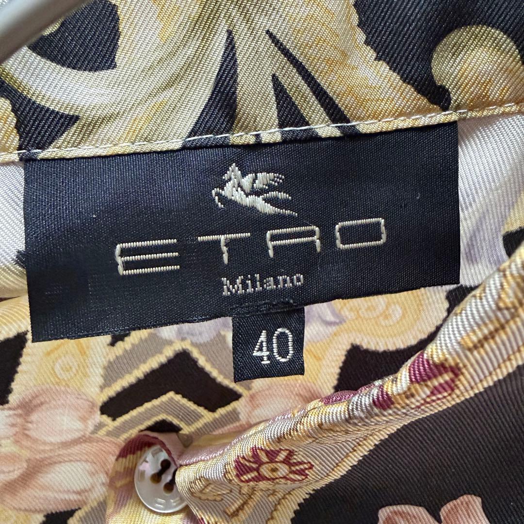【美品】エトロ　ETRO　シルク100％　総柄ブラウス　サイズ40