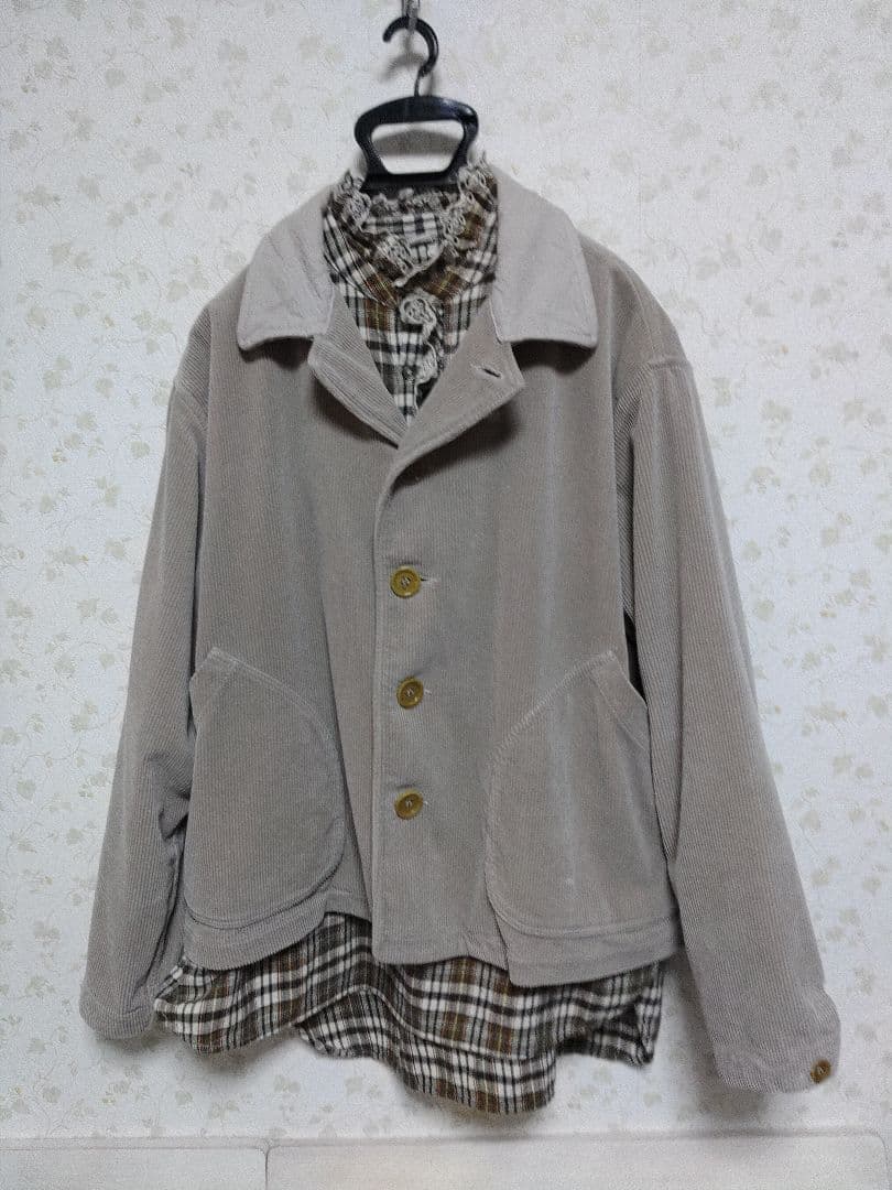 45R インドネルのフリルプルシャツサイズ３ 茶と黒チェック