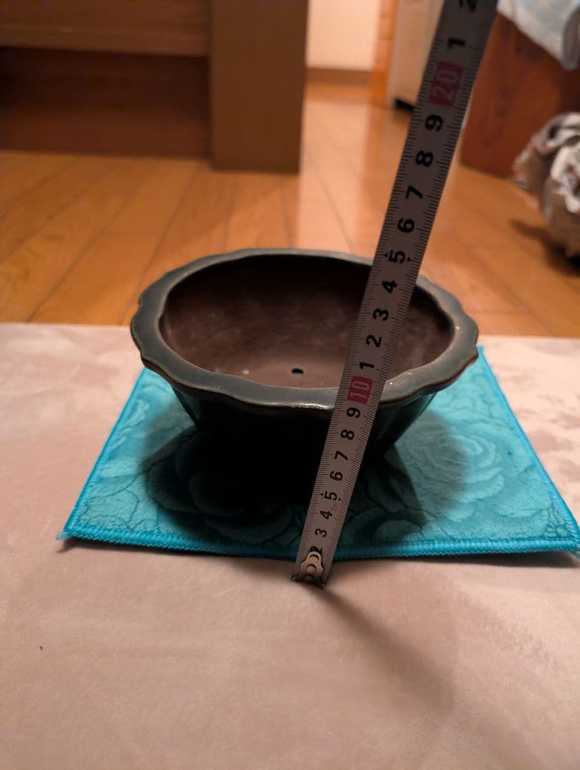 常滑盆栽鉢山秋造、緑色陶器盆栽鉢