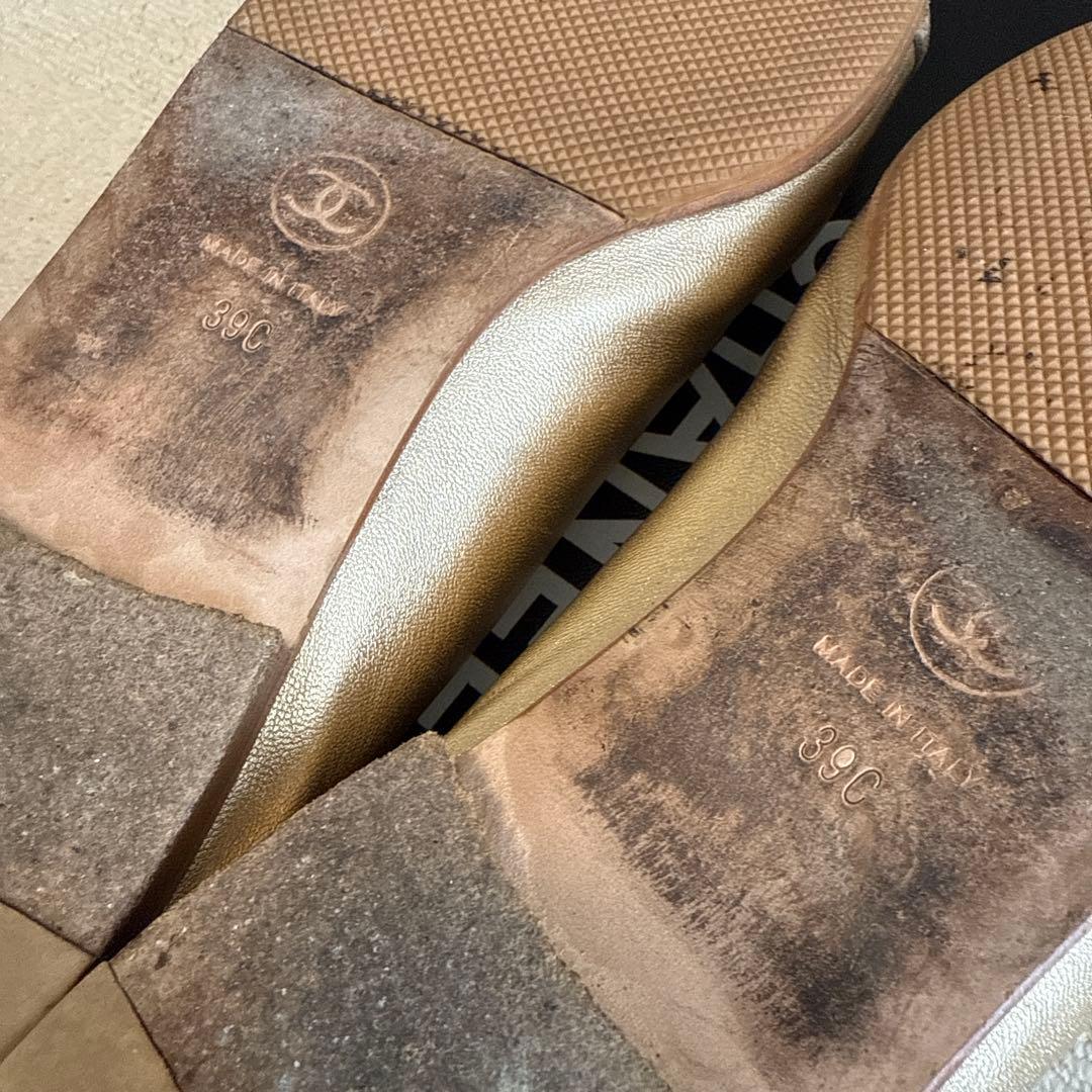 CHANEL バレリーナシューズ ゴールド　39