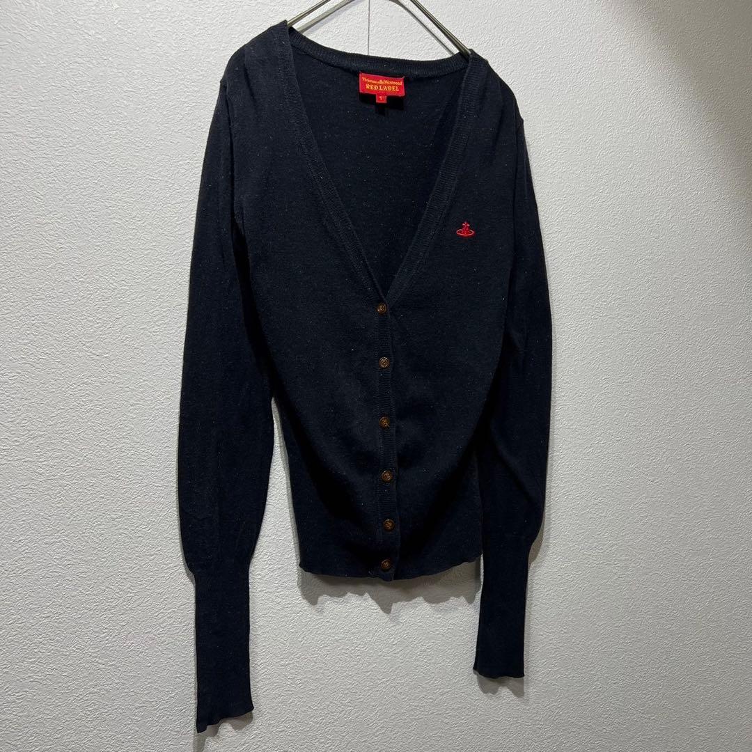 希少 ヴィヴィアンウエストウッドレッドレーベル オーブ刺繍 総柄 カーディガン