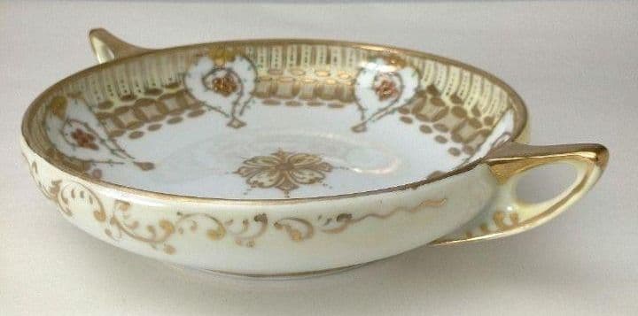 オールドノリタケ（カエデ印） エナメル金彩点盛り花絵皿