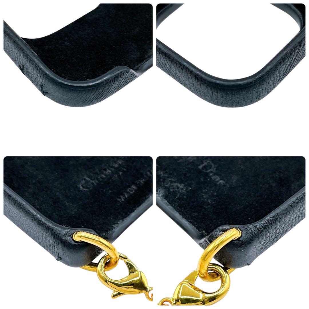 美品 ディオール カナージュ 14 Pro iPhoneケース チェーン 黒 金