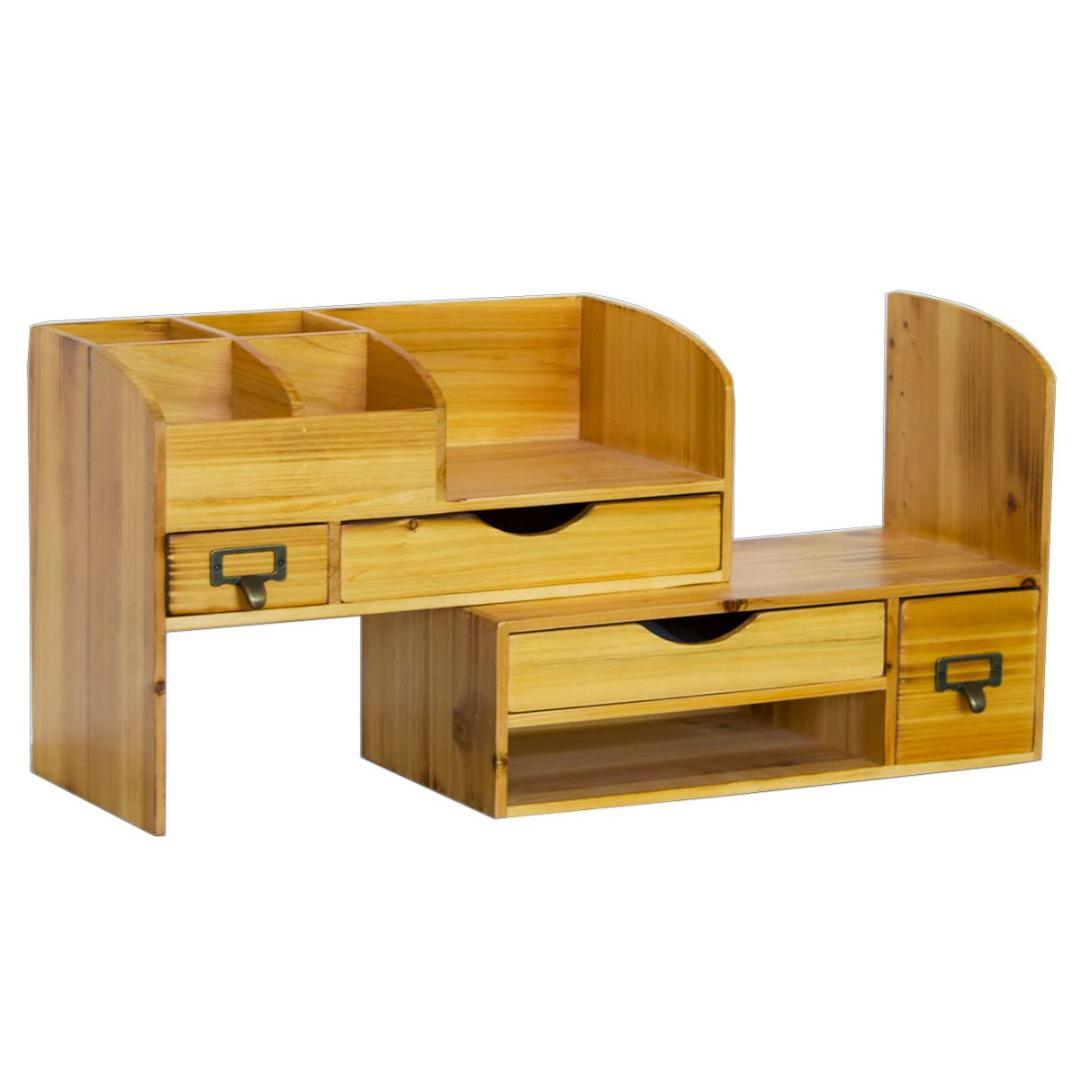 小物入れ 伸縮 自由自在 木製デスクオーガナイザー 卓上