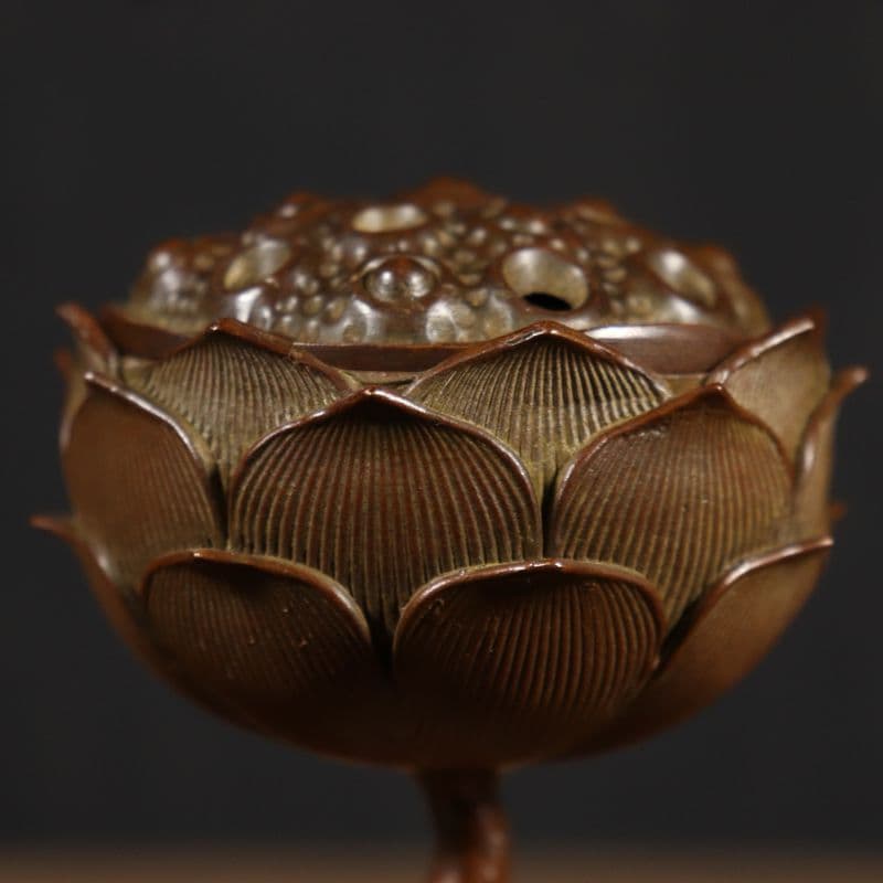 銅製 蘇工蓮華薫香炉 銅香炉 檀香炉 茶台香道具 装飾品 工芸品 置物